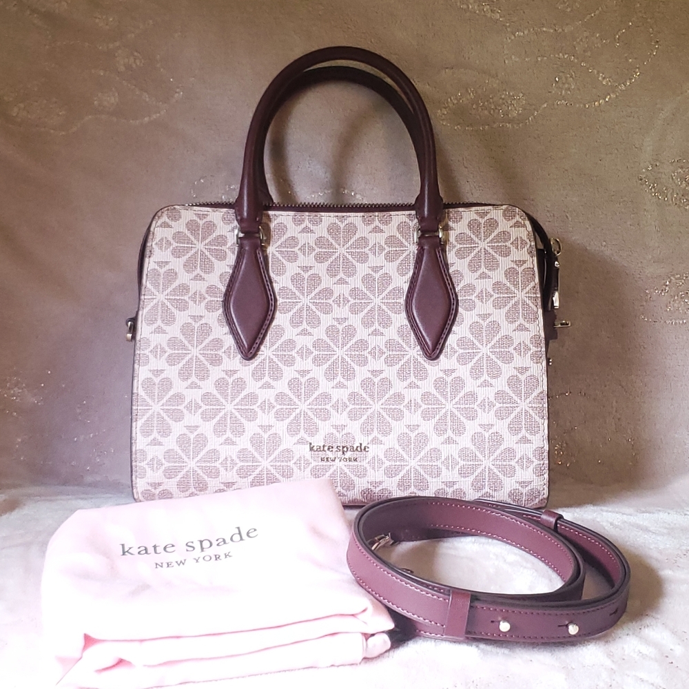 Kate Spade, Spade Flower Coated Canvas Casey Medium Satchel in Plum